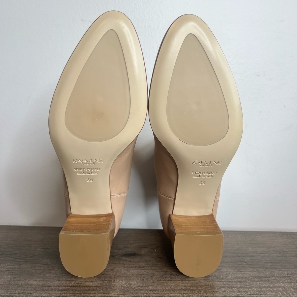 Kahmune Mila Women's Pull On Beige Leather Heeled Bootie Size 39 aka 8.5 #588 - Picture 10 of 10